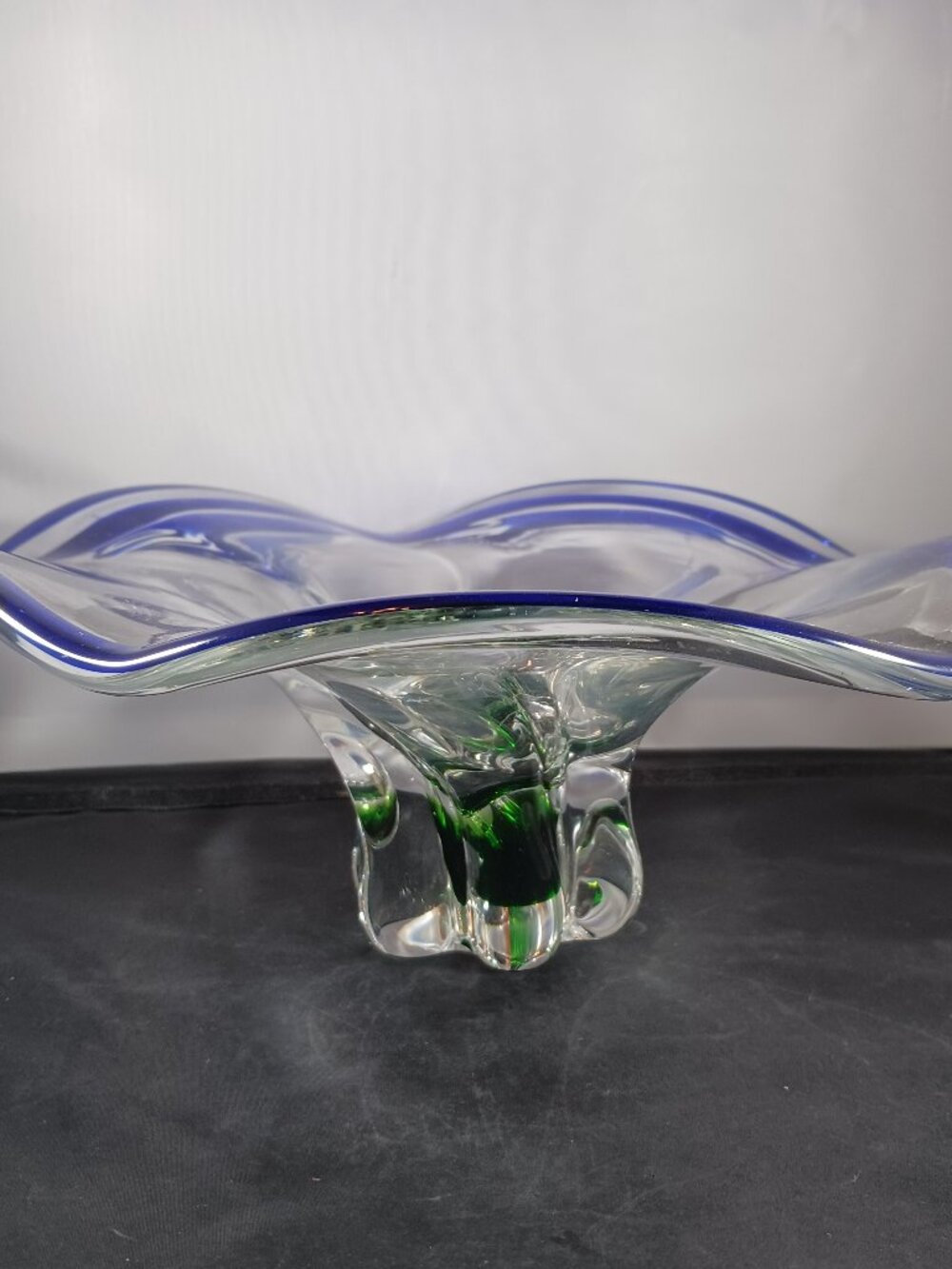 Murano Hand Blown Fluted Art Glass Bowl